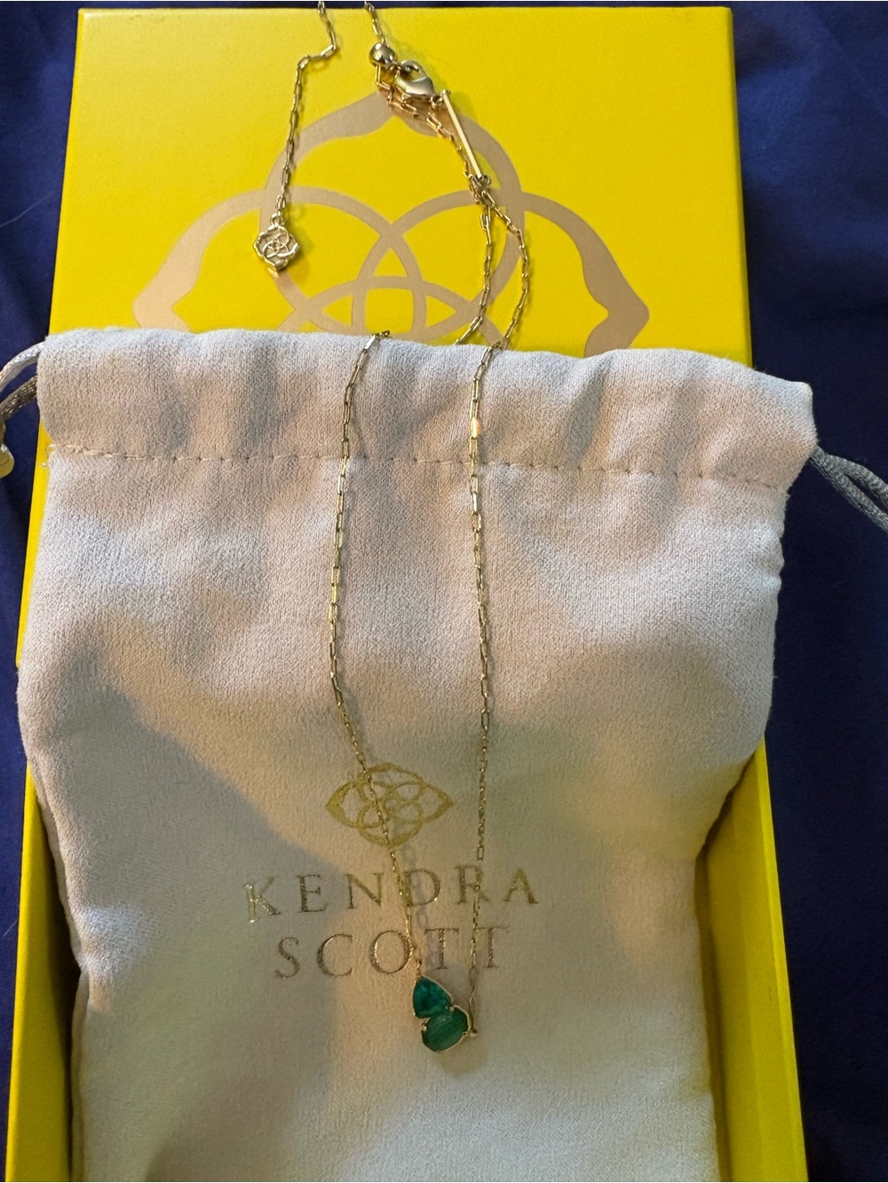 Kendra Scott Gold Tatum Necklace with Green Pendant